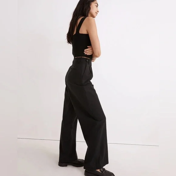 🆕 Madewell The Harlow Wide-Leg Pant Black - Picture 2 of 11